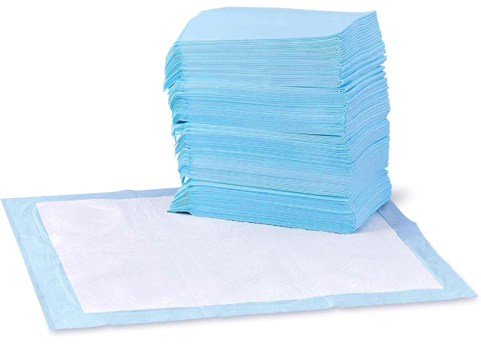 rumal Hunde- und Welpen-Pipi-Pads, 5-lagig, auslaufsicher, super saugfähig, schnelltrocknende Oberfläche, Töpfchentraining, normal (55,9 x 55,9 cm), 100 Stück, blau und weiß